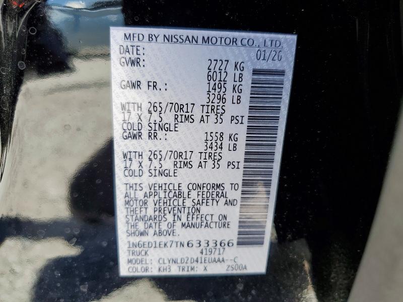 Продаж на аукціоні авто 2026 Nissan Frontier, vin: 1N6ED1EK7TN633366, номер лоту: 49942816