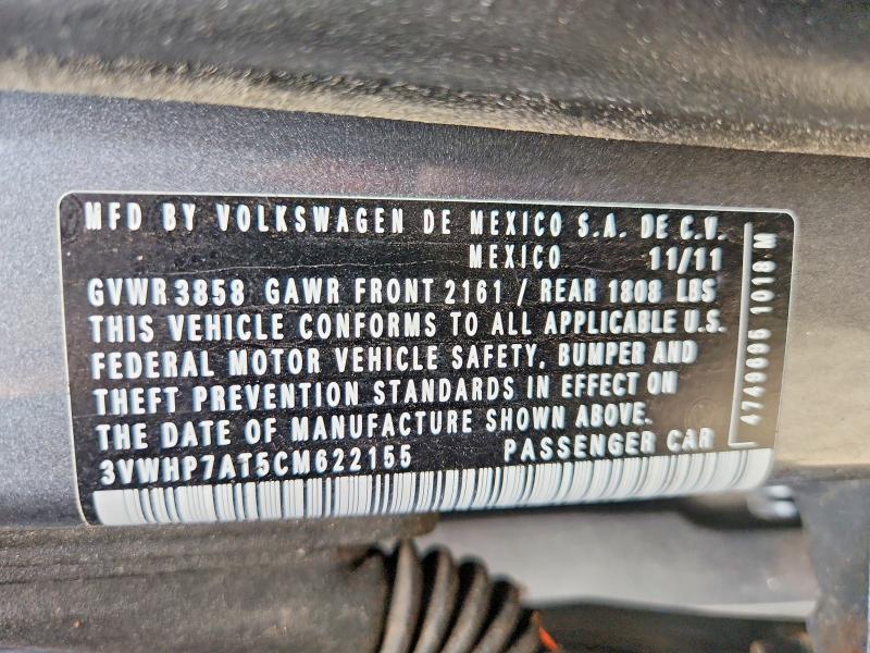 Aukcja sprzedaży 2012 Volkswagen Beetle, vin: 3VWHP7AT5CM622155, numer aukcji: 51560576