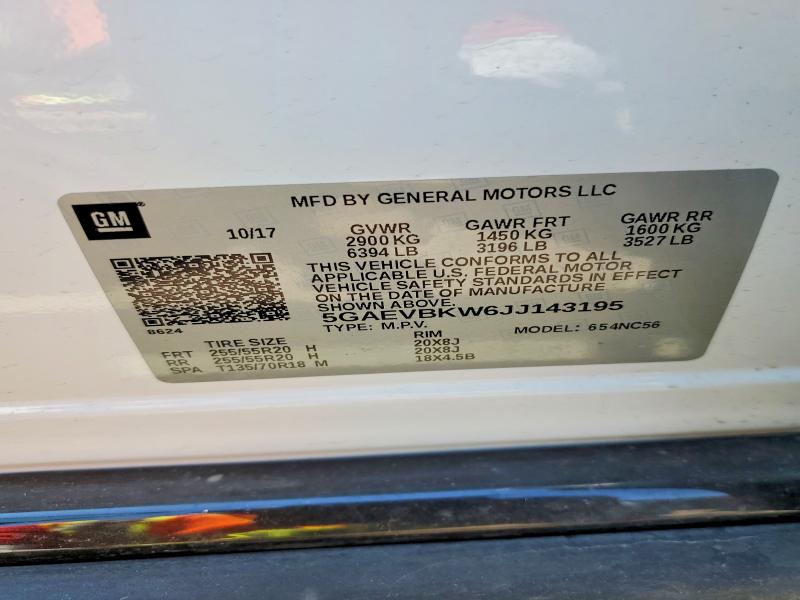 2018 Buick Enclave მანქანა იყიდება აუქციონზე, vin: 5GAEVBKW6JJ143195, აუქციონის ნომერი: 49098686