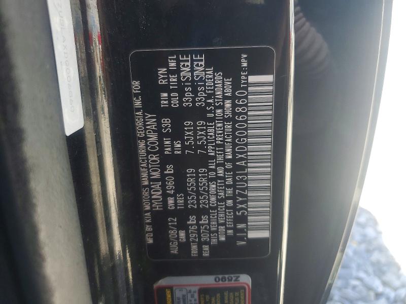 49546886 :رقم المزاد ، 5XYZU3LAXDG006860 vin ، 2013 Hyundai Santa Fe Sport مزاد بيع