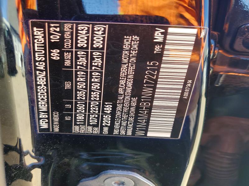 50593786 :رقم المزاد ، W1N4M4HB1NW172215 vin ، 2022 Mercedes-benz Glb مزاد بيع