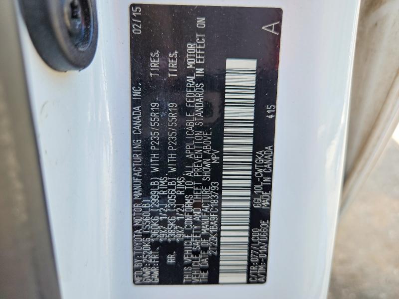 Auction sale of the 2015 Lexus Rx, vin: 2T2ZK1BA9FC183793, lot number: 51330976