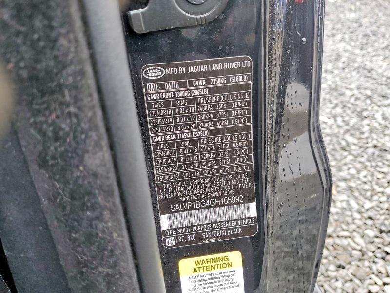 Продаж на аукціоні авто 2016 Land Rover Range Rover Evoque, vin: SALVP1BG4GH165992, номер лоту: 50724926