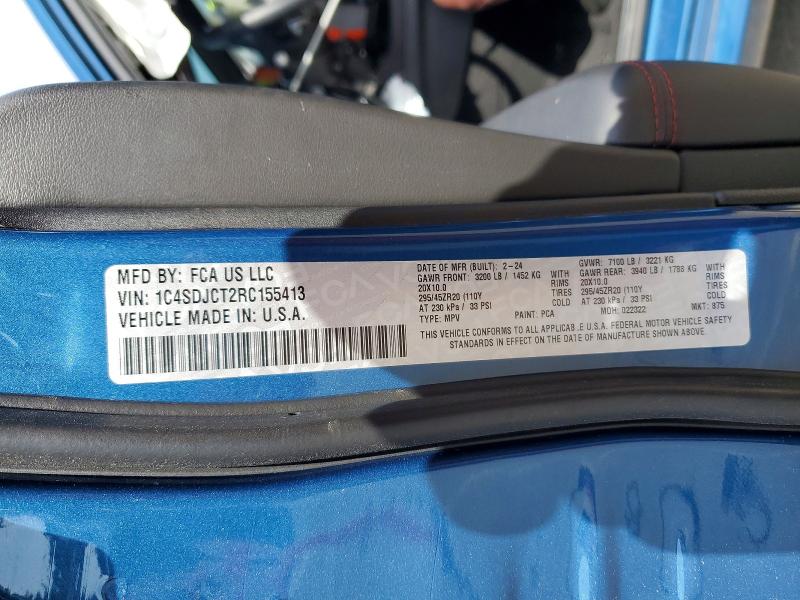 51457526 :رقم المزاد ، 1C4SDJCT2RC155413 vin ، 2024 Dodge Durango مزاد بيع