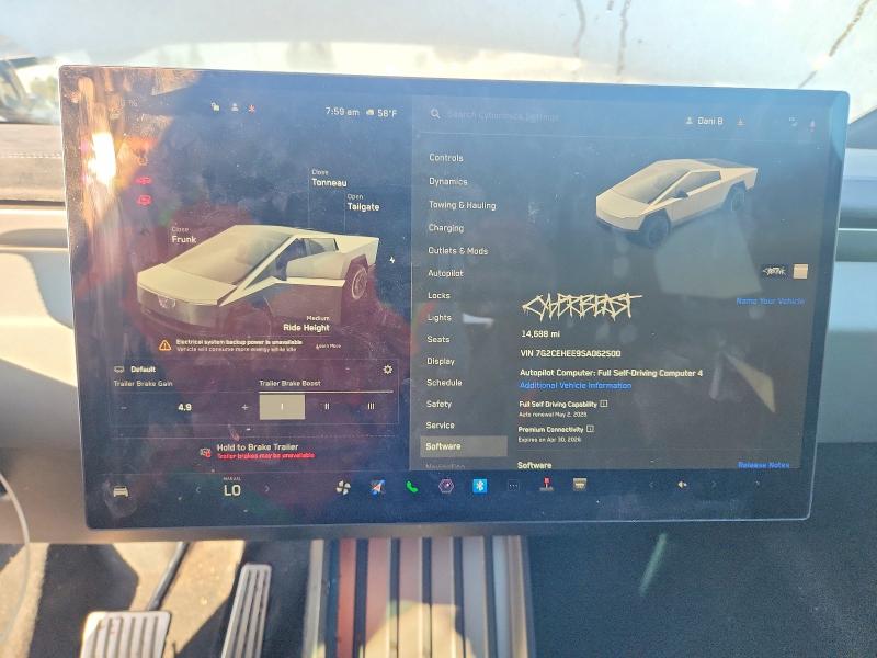 Продаж на аукціоні авто 2025 Tesla Cybertruck, vin: 7G2CEHEE9SA062500, номер лоту: 50600986
