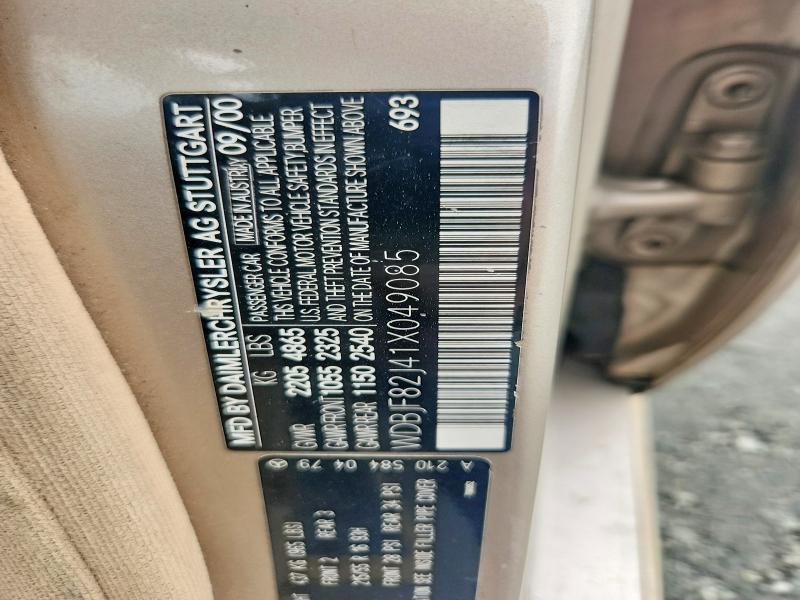 Aukcja sprzedaży 2001 Mercedes-benz E, vin: WDBJF82J41X049085, numer aukcji: 51654096