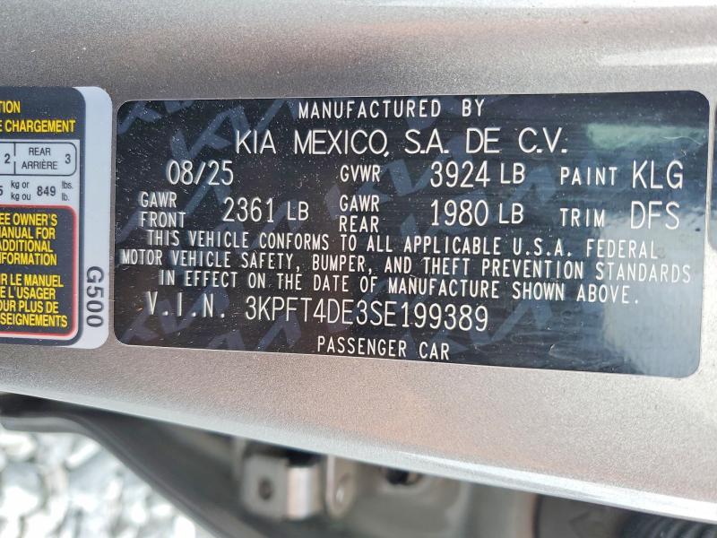 Aukcja sprzedaży 2025 Kia K4, vin: 3KPFT4DE3SE199389, numer aukcji: 50268266