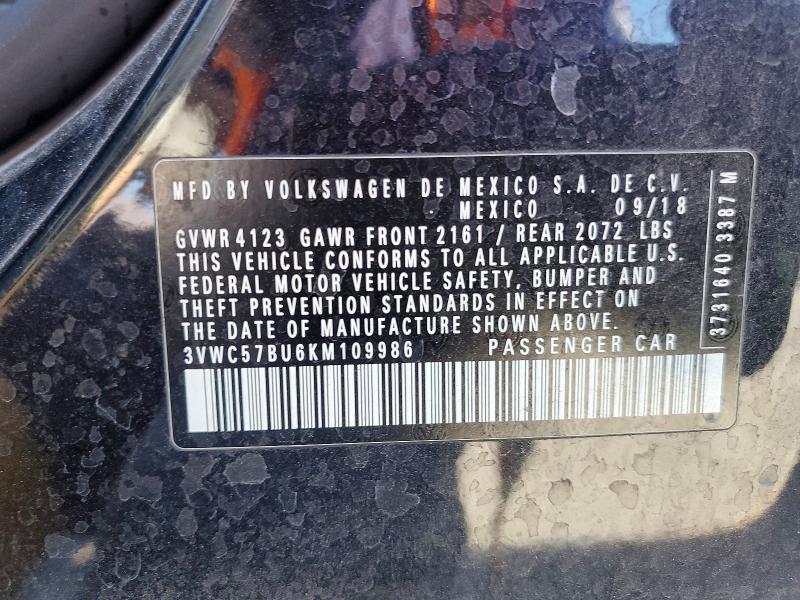 Aukcja sprzedaży 2019 Volkswagen Jetta, vin: 3VWC57BU6KM109986, numer aukcji: 49920026