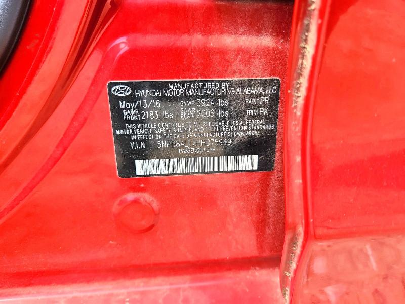 49095096 :رقم المزاد ، 5NPD84LFXHH075949 vin ، 2017 Hyundai Elantra مزاد بيع