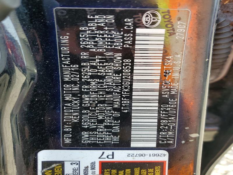 48528436 :رقم المزاد ، 4T1BF1FK3GU208538 vin ، 2016 Toyota Camry مزاد بيع