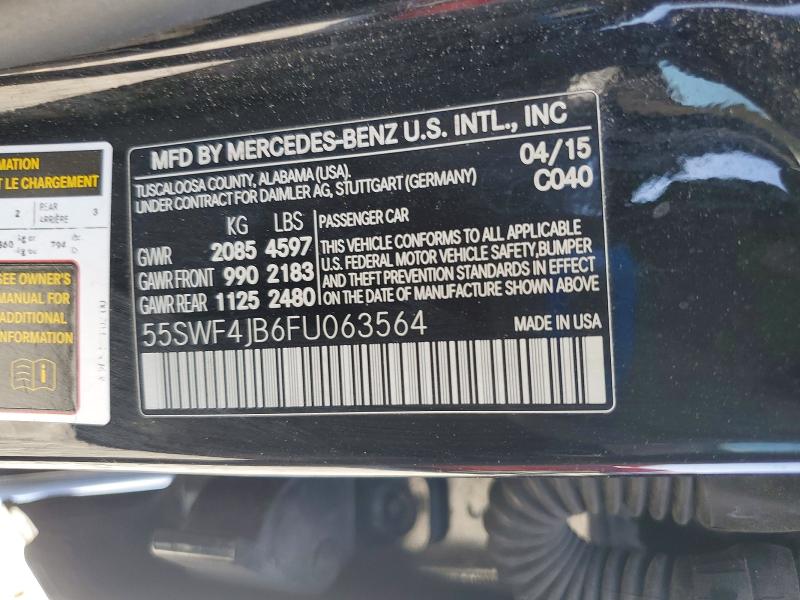 Продажа на аукционе авто 2015 Mercedes-benz C, vin: 55SWF4JB6FU063564, номер лота: 49855536