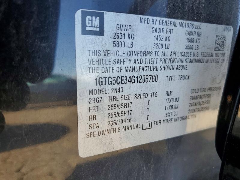 Aukcja sprzedaży 2016 Gmc Canyon, vin: 1GTG5CE34G1208780, numer aukcji: 50685276