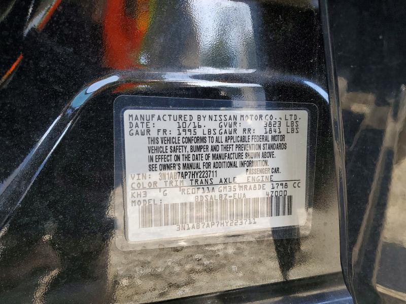 48343346 :رقم المزاد ، 3N1AB7AP7HY223711 vin ، 2017 Nissan Sentra مزاد بيع