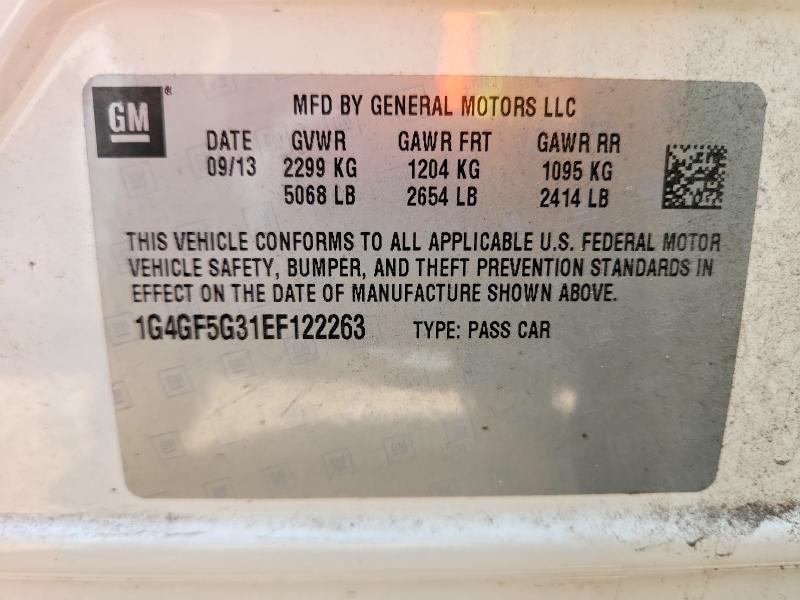 Aukcja sprzedaży 2014 Buick Lacrosse, vin: 1G4GF5G31EF122263, numer aukcji: 51154336