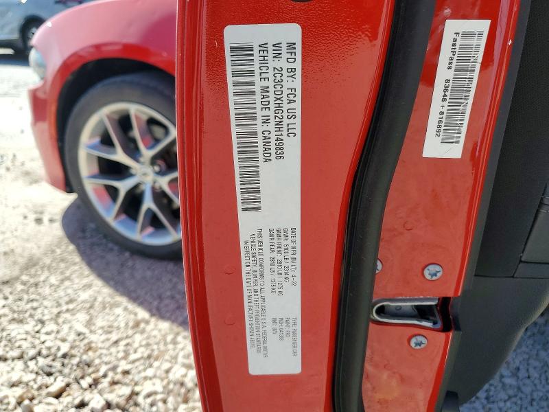 2022 Dodge Charger მანქანა იყიდება აუქციონზე, vin: 2C3CDXHG2NH149836, აუქციონის ნომერი: 50821226