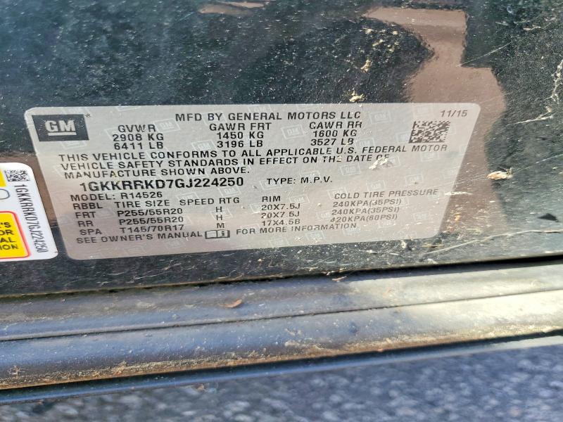 Aukcja sprzedaży 2016 Gmc Acadia, vin: 1GKKRRKD7GJ224250, numer aukcji: 49087006