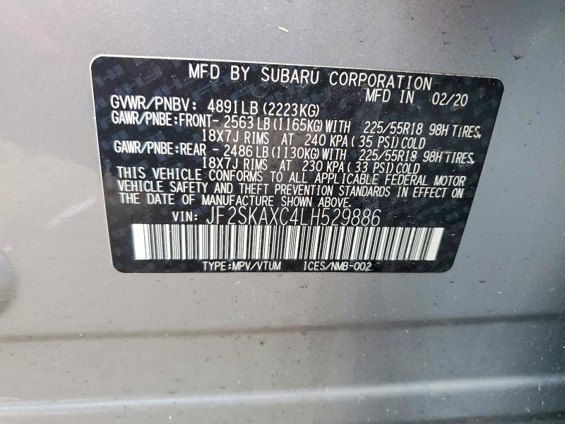 51786446 :رقم المزاد ، JF2SKAXC4LH529886 vin ، 2020 Subaru Forester مزاد بيع