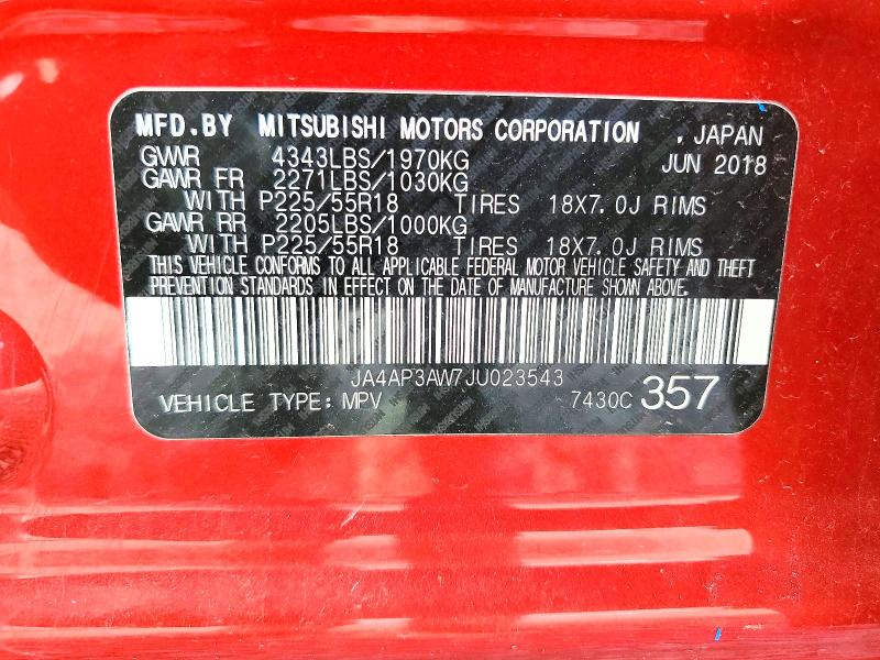 49884326 :رقم المزاد ، JA4AP3AW7JU023543 vin ، 2018 Mitsubishi Outlander Sport مزاد بيع