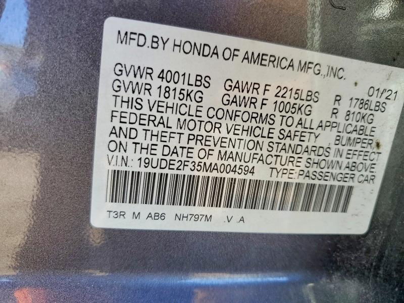 2021 Acura Ilx მანქანა იყიდება აუქციონზე, vin: 19UDE2F35MA004594, აუქციონის ნომერი: 48947556