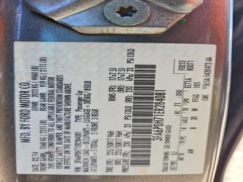 Продажа на аукционе авто 2014 Ford Fusion, vin: 3FA6P0H71ER284081, номер лота: 50791576