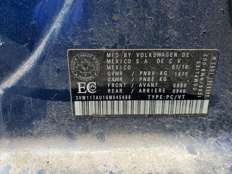 Aukcja sprzedaży 2016 Volkswagen Golf, vin: 3VW117AU1GM045688, numer aukcji: 49909576