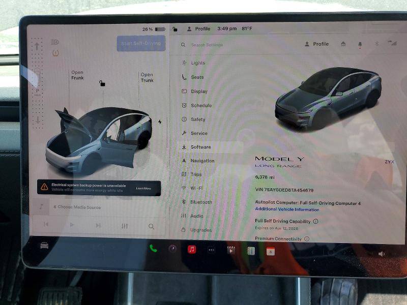 2026 Tesla Model Y მანქანა იყიდება აუქციონზე, vin: 7SAYGDED8TA454679, აუქციონის ნომერი: 49238356