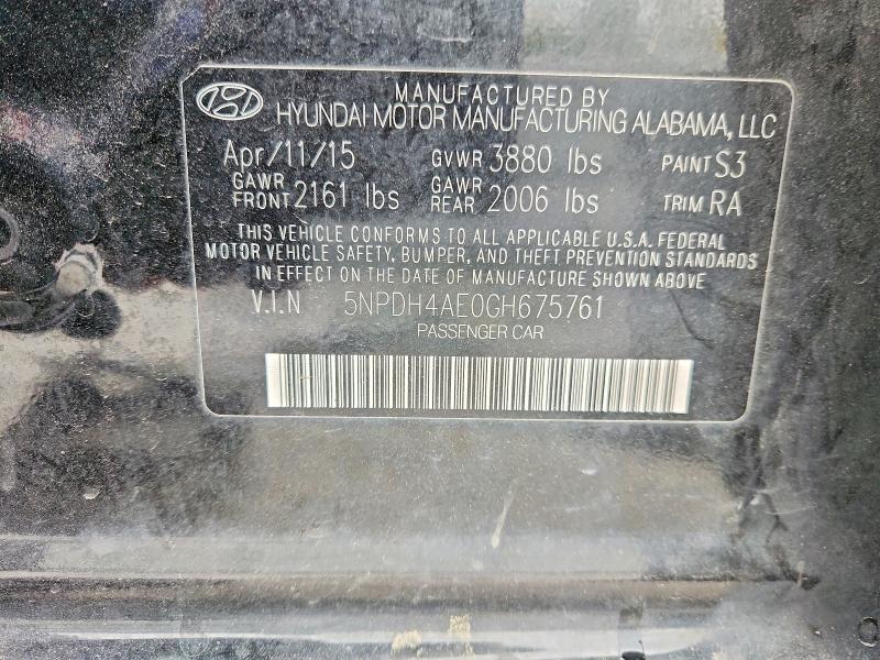 Продажа на аукционе авто 2016 Hyundai Elantra, vin: 5NPDH4AE0GH675761, номер лота: 48168376