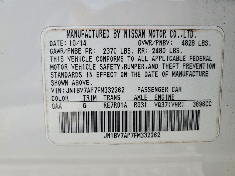 Aukcja sprzedaży 2015 Infiniti Q50, vin: JN1BV7AP7FM332262, numer aukcji: 49940926