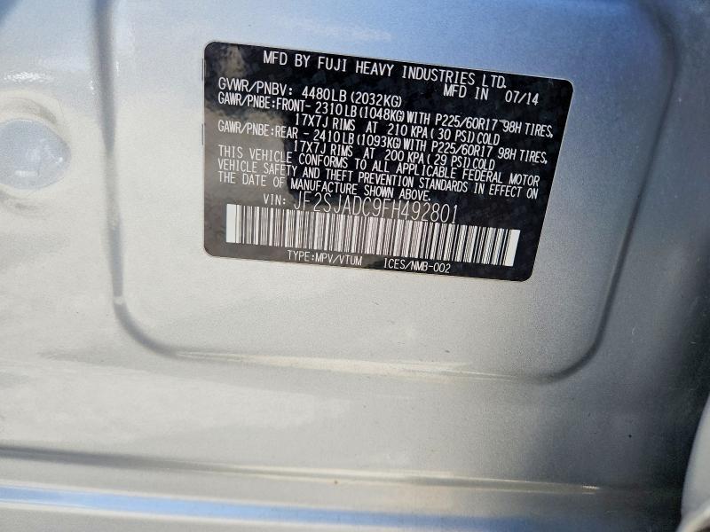 Продаж на аукціоні авто 2015 Subaru Forester, vin: JF2SJADC9FH492801, номер лоту: 50679256