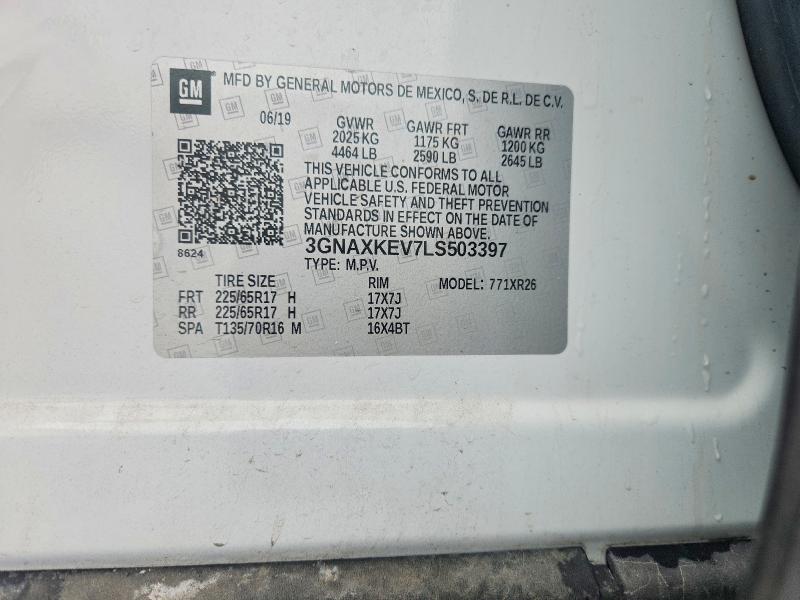 50154426 :رقم المزاد ، 3GNAXKEV7LS503397 vin ، 2020 Chevrolet Equinox مزاد بيع