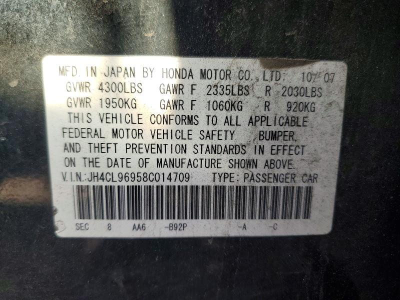 Продажа на аукционе авто 2008 Acura Tsx, vin: JH4CL96958C014709, номер лота: 51339136