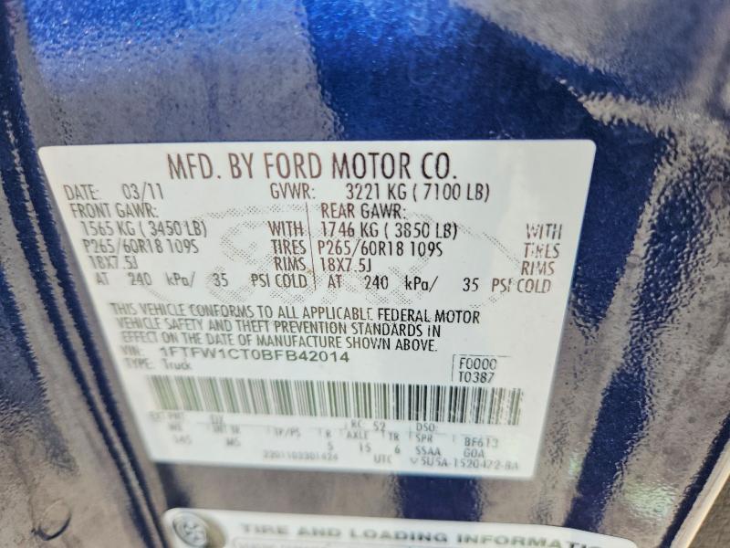 Продаж на аукціоні авто 2011 Ford F150, vin: 1FTFW1CT0BFB42014, номер лоту: 48850286