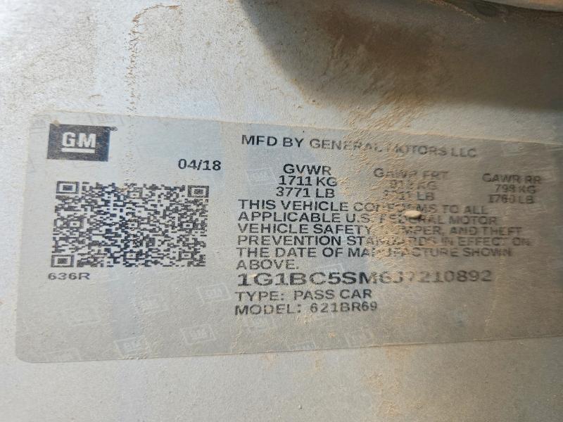 Продажа на аукционе авто 2018 Chevrolet Cruze, vin: 1G1BC5SM6J7210892, номер лота: 79980675