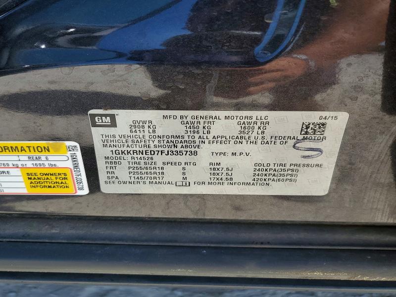 Aukcja sprzedaży 2015 Gmc Acadia, vin: 1GKKRNED7FJ335738, numer aukcji: 51408906