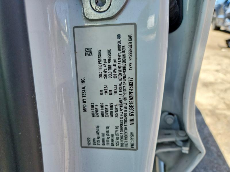 2023 Tesla Model 3 მანქანა იყიდება აუქციონზე, vin: 5YJ3E1EA2PF450377, აუქციონის ნომერი: 51016326