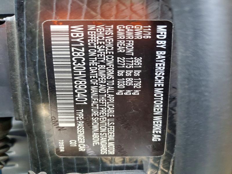Aukcja sprzedaży 2017 Bmw I3, vin: WBY1Z8C30HV890401, numer aukcji: 49038416
