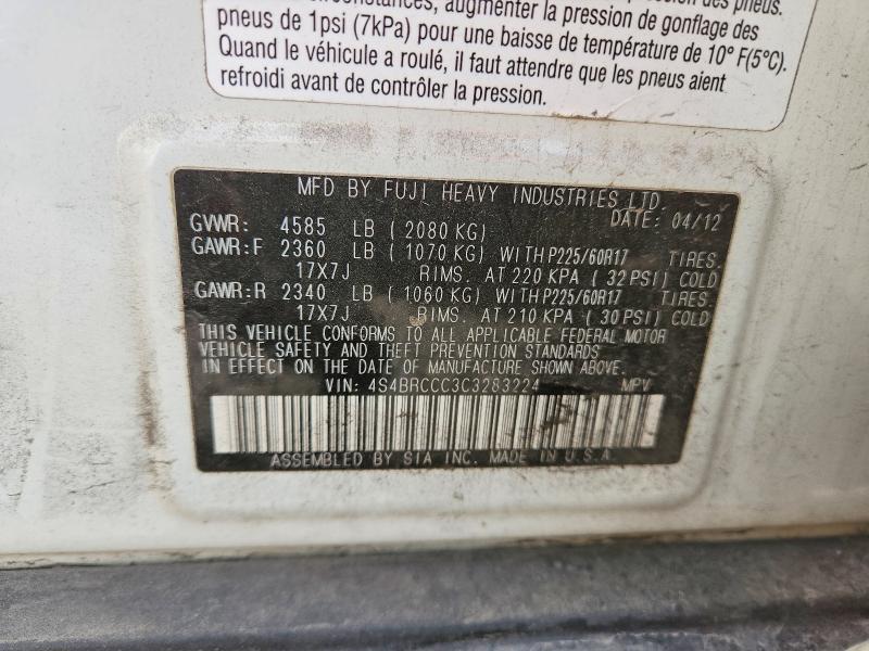 Продаж на аукціоні авто 2012 Subaru Outback, vin: 4S4BRCCC3C3283224, номер лоту: 50324846