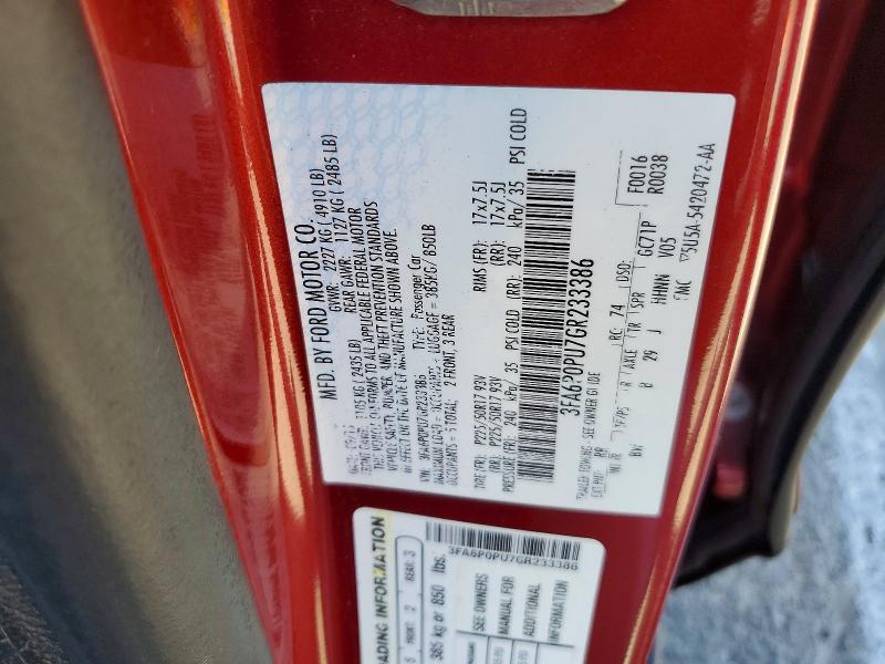 51173706 :رقم المزاد ، 3FA6P0PU7GR233386 vin ، 2016 Ford Fusion مزاد بيع