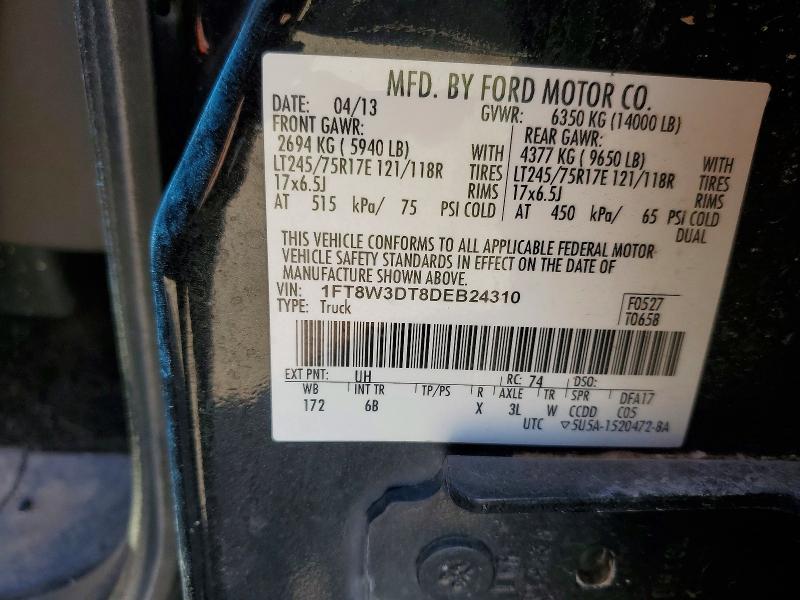 49306916 :رقم المزاد ، 1FT8W3DT8DEB24310 vin ، 2013 Ford F350 مزاد بيع