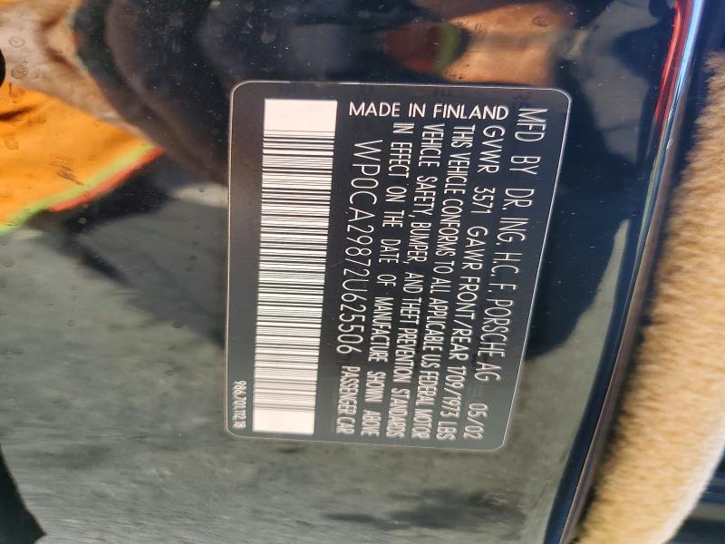 Aukcja sprzedaży 2002 Porsche Boxster, vin: WP0CA29872U625506, numer aukcji: 51848996