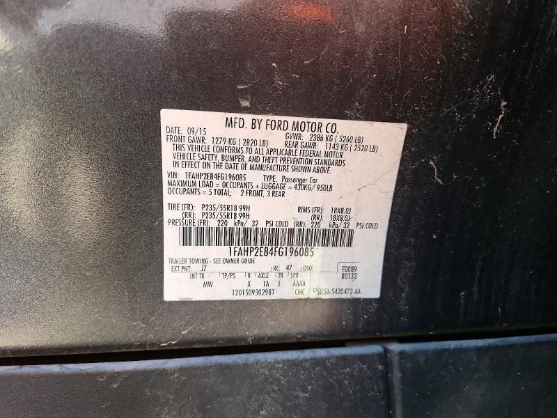 2015 Ford Taurus მანქანა იყიდება აუქციონზე, vin: 1FAHP2E84FG196085, აუქციონის ნომერი: 51846476