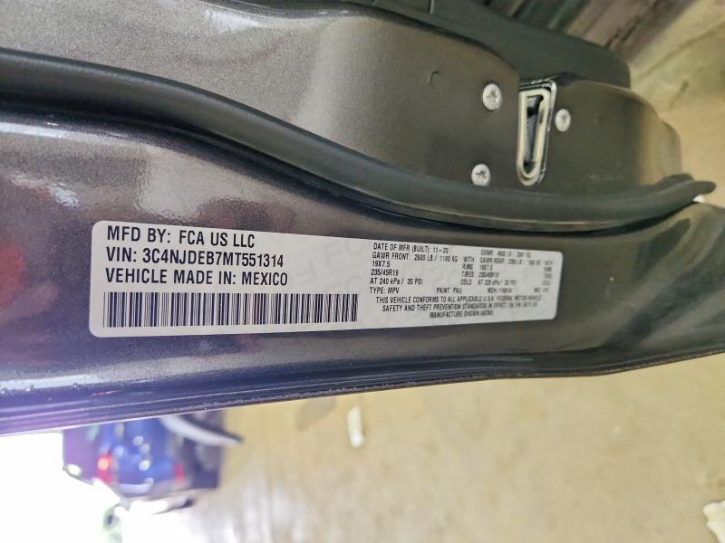 Продаж на аукціоні авто 2021 Jeep Compass, vin: 3C4NJDEB7MT551314, номер лоту: 51783106