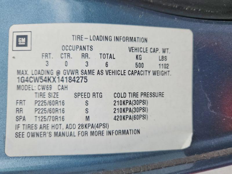51638326 :رقم المزاد ، 1G4CW54KX14184275 vin ، 2001 Buick Park Avenue مزاد بيع