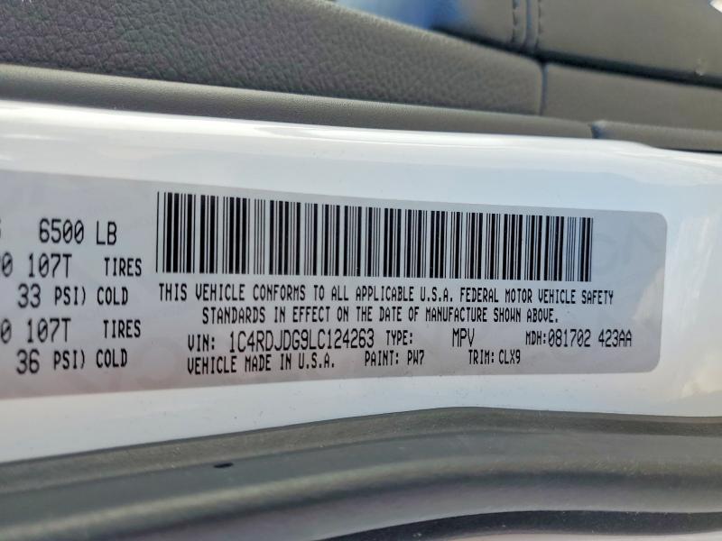 Продажа на аукционе авто 2020 Dodge Durango, vin: 1C4RDJDG9LC124263, номер лота: 49389046