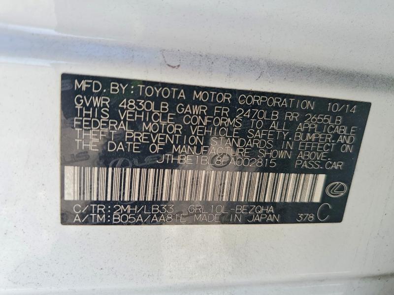 Продаж на аукціоні авто 2015 Lexus Gs, vin: JTHBE1BL8FA002815, номер лоту: 50667386