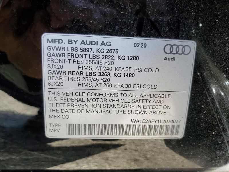 49450416 :رقم المزاد ، WA1E2AFY1L2070077 vin ، 2020 Audi Q5 E مزاد بيع