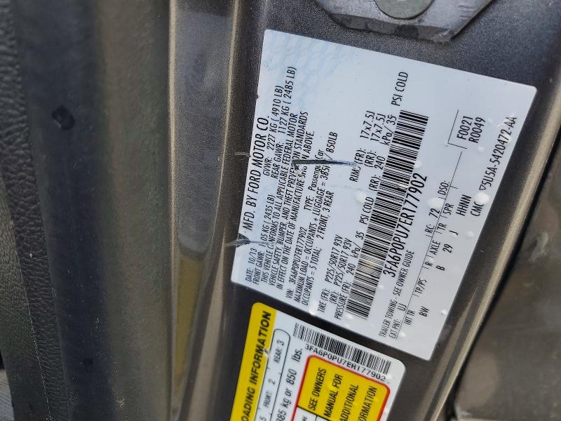 Aukcja sprzedaży 2014 Ford Fusion, vin: 3FA6P0PU7ER177902, numer aukcji: 51020986