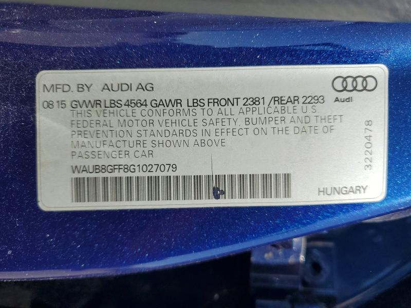 Продажа на аукционе авто 2016 Audi A3, vin: WAUB8GFF8G1027079, номер лота: 49857906
