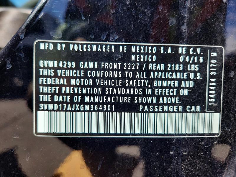 49114886 :رقم المزاد ، 3VWD17AJXGM364901 vin ، 2016 Volkswagen Jetta مزاد بيع