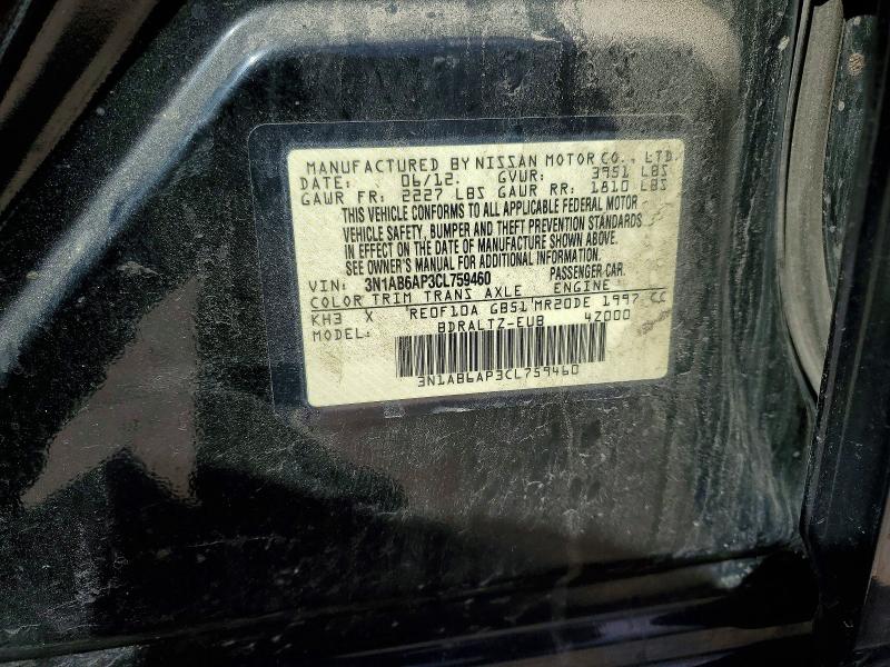 Aukcja sprzedaży 2012 Nissan Sentra, vin: 3N1AB6AP3CL759460, numer aukcji: 51799626